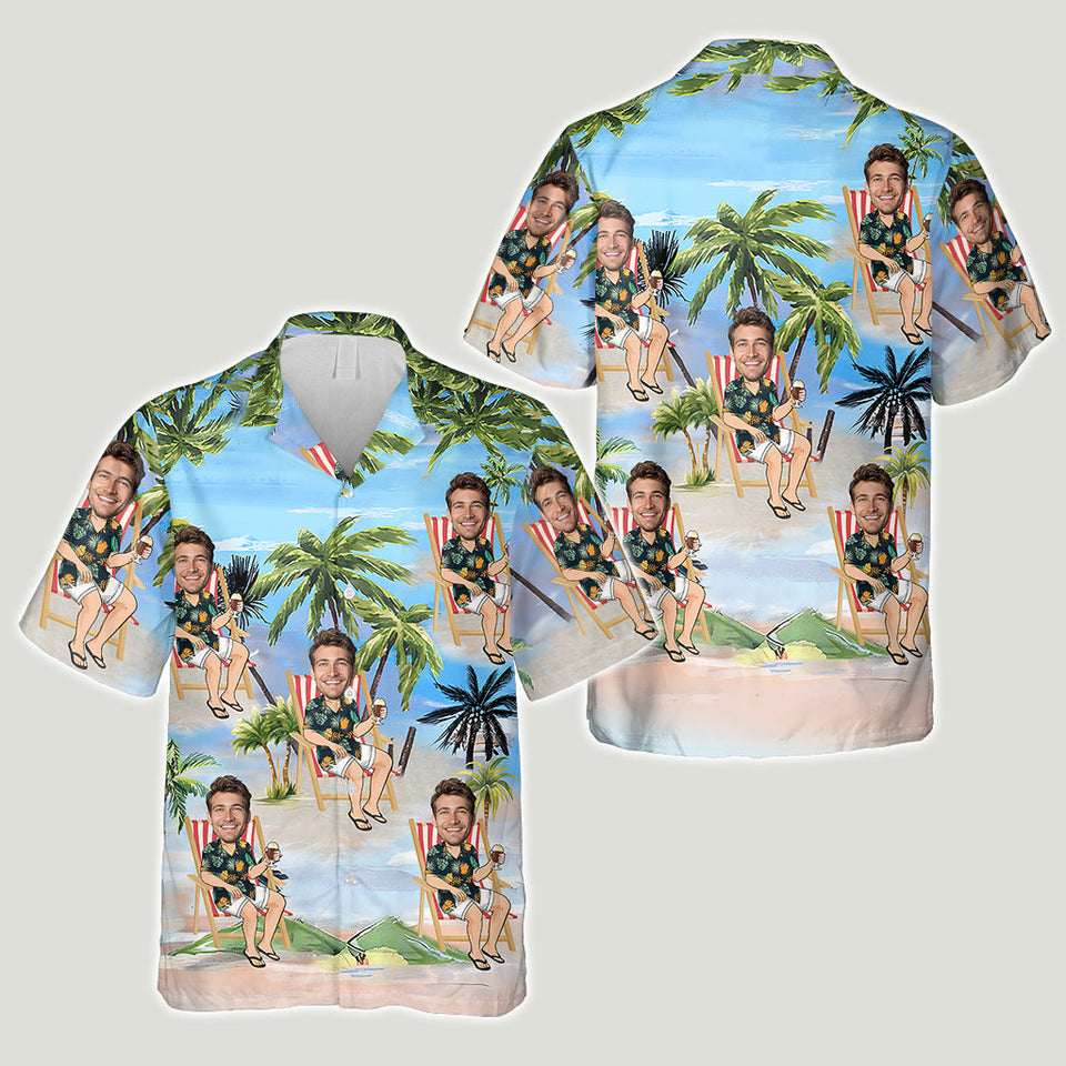 Any Face Palm Tree - Personalized Sea Lover Hawaiian Shirt