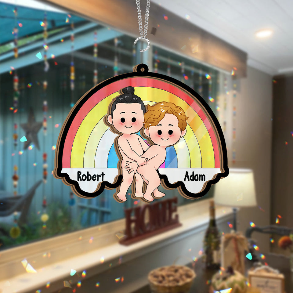 Love Is Love - Personalized LGBT Support 2 Layered Window Hanging Suncatcher