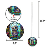 Chouette mignonne en vitrail - Ornement de voiture personnalisé en forme de hibou - Décoration de voiture sur mesure