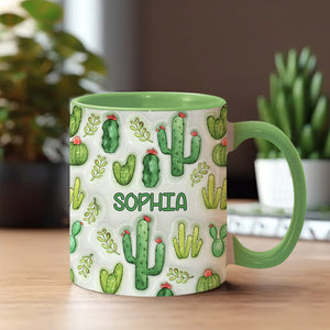 What The Fucculent Succulents Plants - Personalized Cactus Accent Mug
