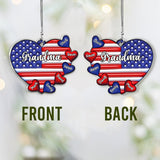 Grandma & Grandkids Puff Heart Flag - Personalized Grandma Car Ornament
