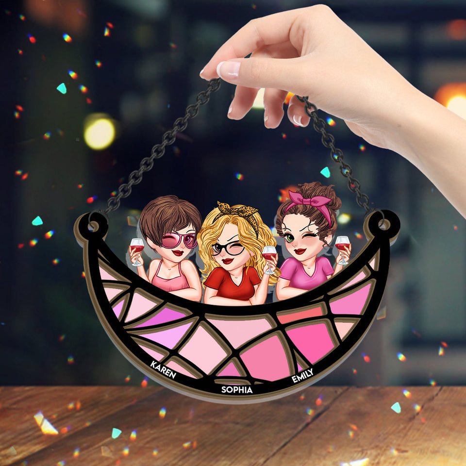 Besties Forever - Personalized Bestie 2 Layered Window Hanging Suncatcher