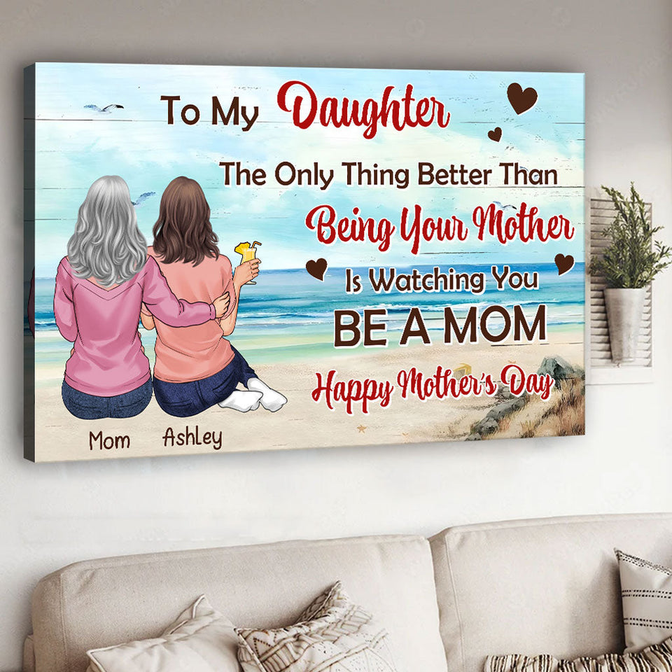 To My Daughter Vintage Tropical Sunset - Personalized Daughter Canvas And Poster