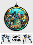 You & Me And The Sea - Personalized Scuba Diving 2 Layered Window Hanging Suncatcher