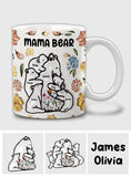 Mama Bear Huggings Her Cubs Floral Style - Personalized Mother Mug