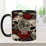 Have The Day You Deserve Skull Rose - Personalized Skull Accent Mug