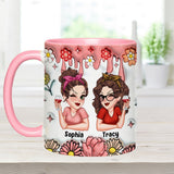 Besties Forever Floral - Personalized Bestie Accent Mug