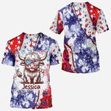 4th Of July Highland Cow - Personalized All Over Shirt