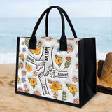 Holding Hands Grandma Mom Nana - Personalized Grandma Canvas Tote Bag
