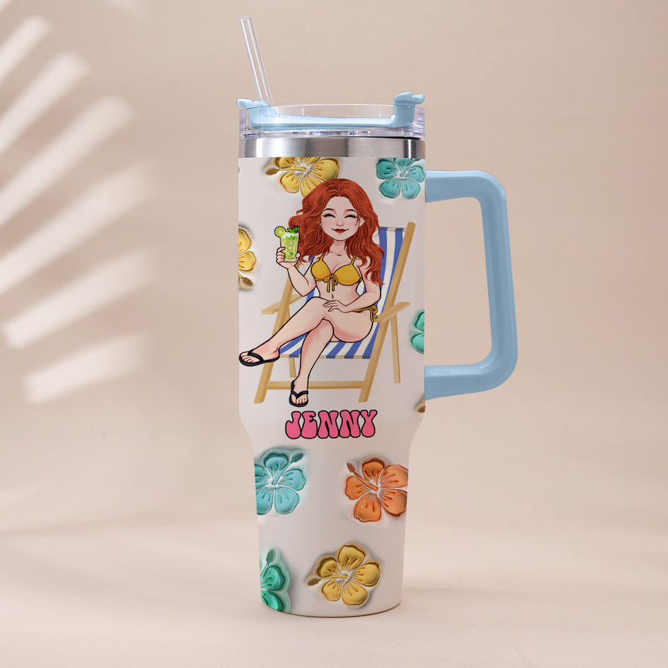 Summer Vibes - Personalized Sea Lover Tumbler With Handle