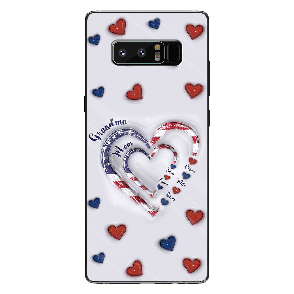 4th Of July Grandma's Hearts - Personalized Grandma Phone Case