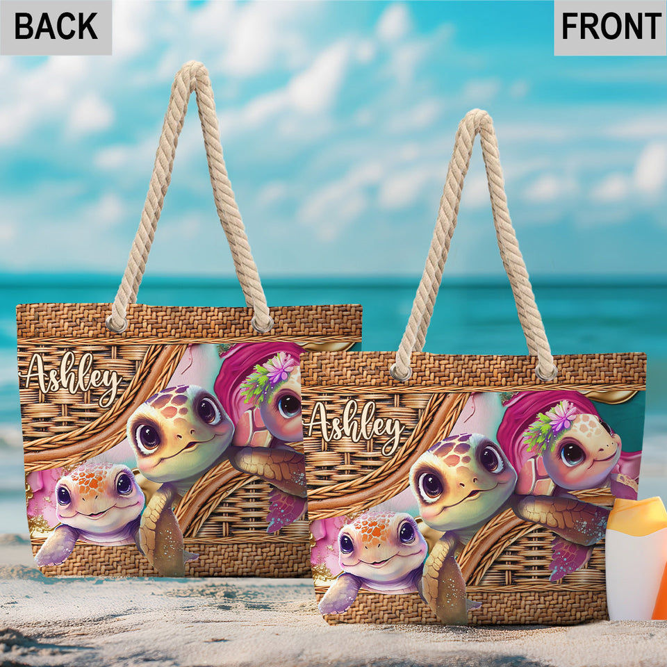 Cute Turtle - Personalized Turtle Beach Bag