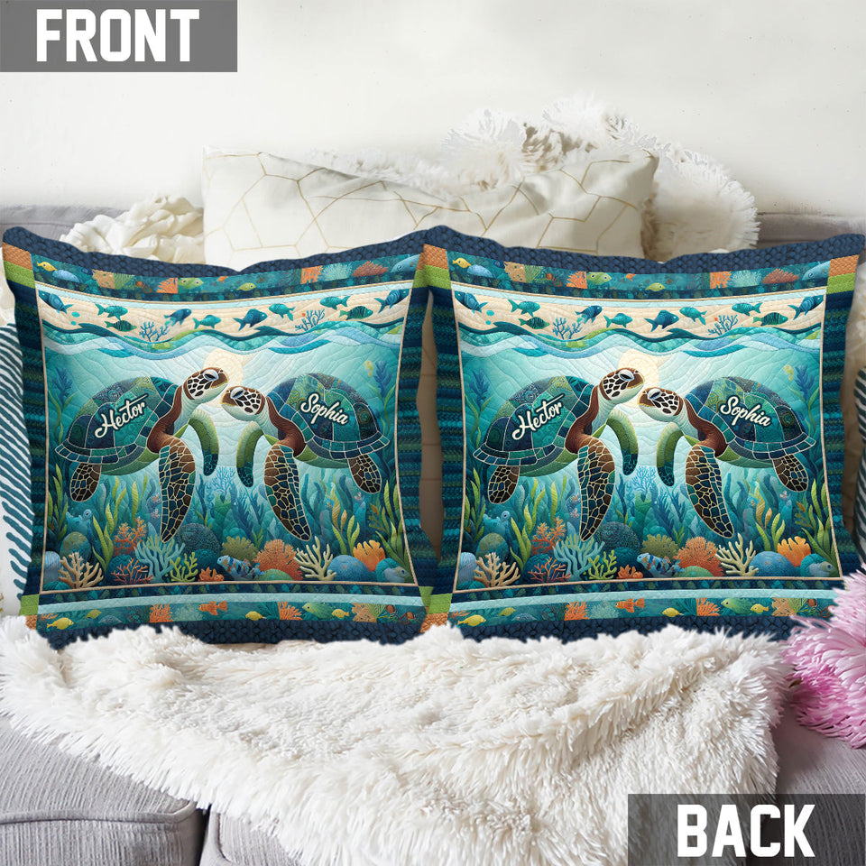 You & Me And The Sea - Personalized Turtle Throw Pillow