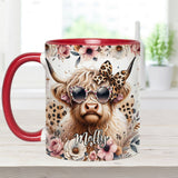 Cool Cow With Leopard Glasses - Personalized Accent Mug