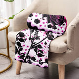 Mother Grandma And Children Black And Pink Roses - Personalized Mother Blanket