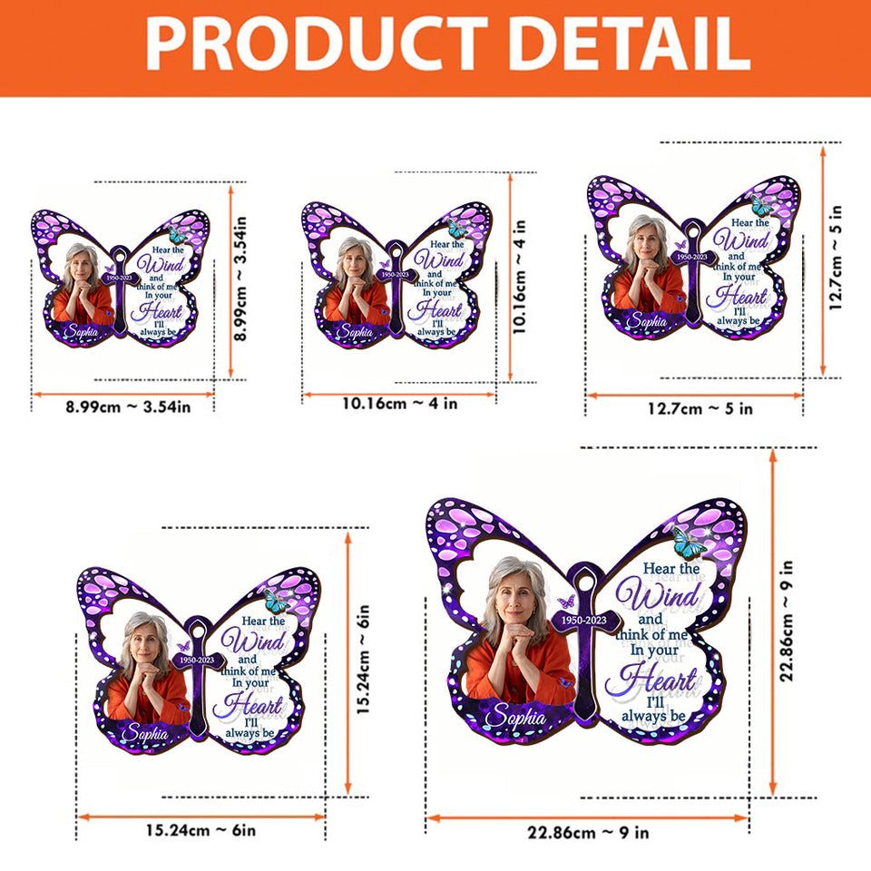 In Your Heart I'll Always Be - Personalized Memorial Wind Chime Suncatcher