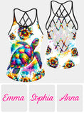 Turtle Lovers - Personalized Turtle Cross Tank Top