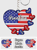 Grandma & Grandkids Puff Heart Flag - Personalized Grandma Keychain