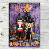 Welcome To Our Haunted House - Personalized Witch Rectangle Metal Sign