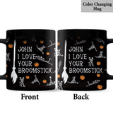 Love Your Pumpkins / Broomstick - Personalized Couple Mug