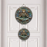 Please Mindful Of The Energy - Personalized Yoga Round Wood Sign