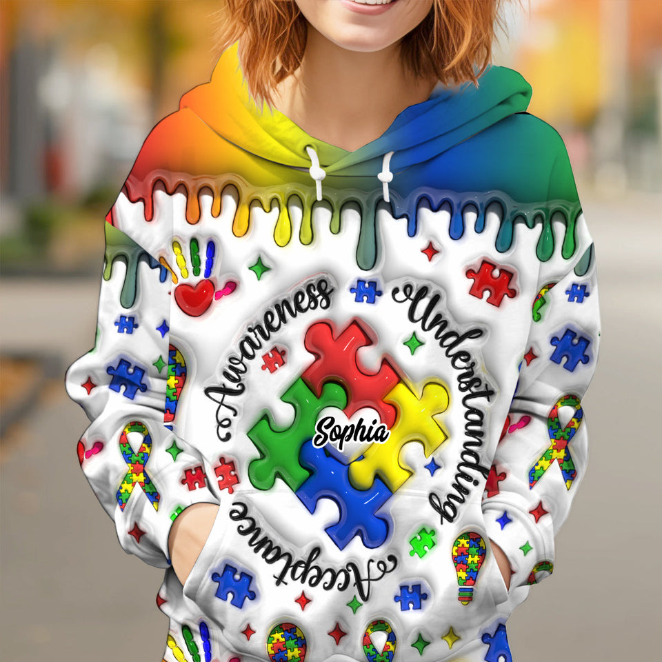 Sensibilisation à l'autisme - T-shirt personnalisé intégral de sensibilisation à l'autisme