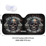 American Flag Skeleton - Personalized Skull Car Sunshade