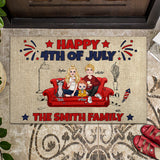 Happy 4th Of July Our Family - Personalized Cat Doormat