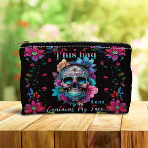 This Bag Contains My Face - Personalized Skull Pouch