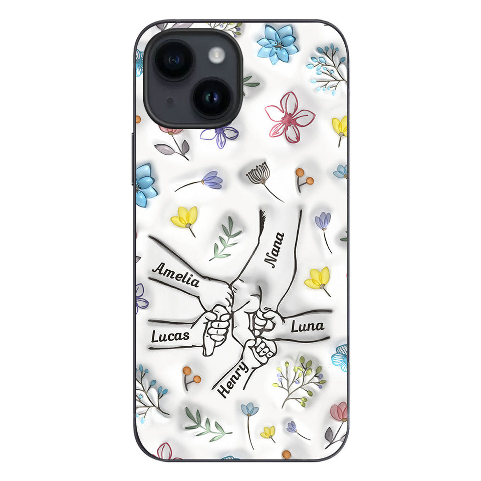 Holding Hands Grandma Mom Nana - Personalized Grandma Phone Case
