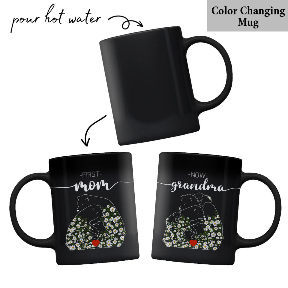 First Mom Now Grandma Bear Daisy - Personalized Grandma Mug