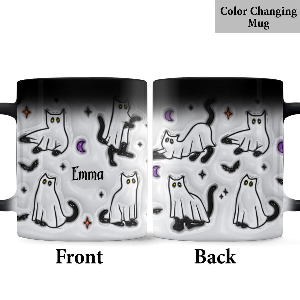 Halloween Ghost Cats - Personalized Black Cat Mug