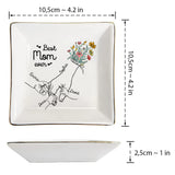 Mom And Children Hands Line Art - Personalized Mother Jewelry Dish