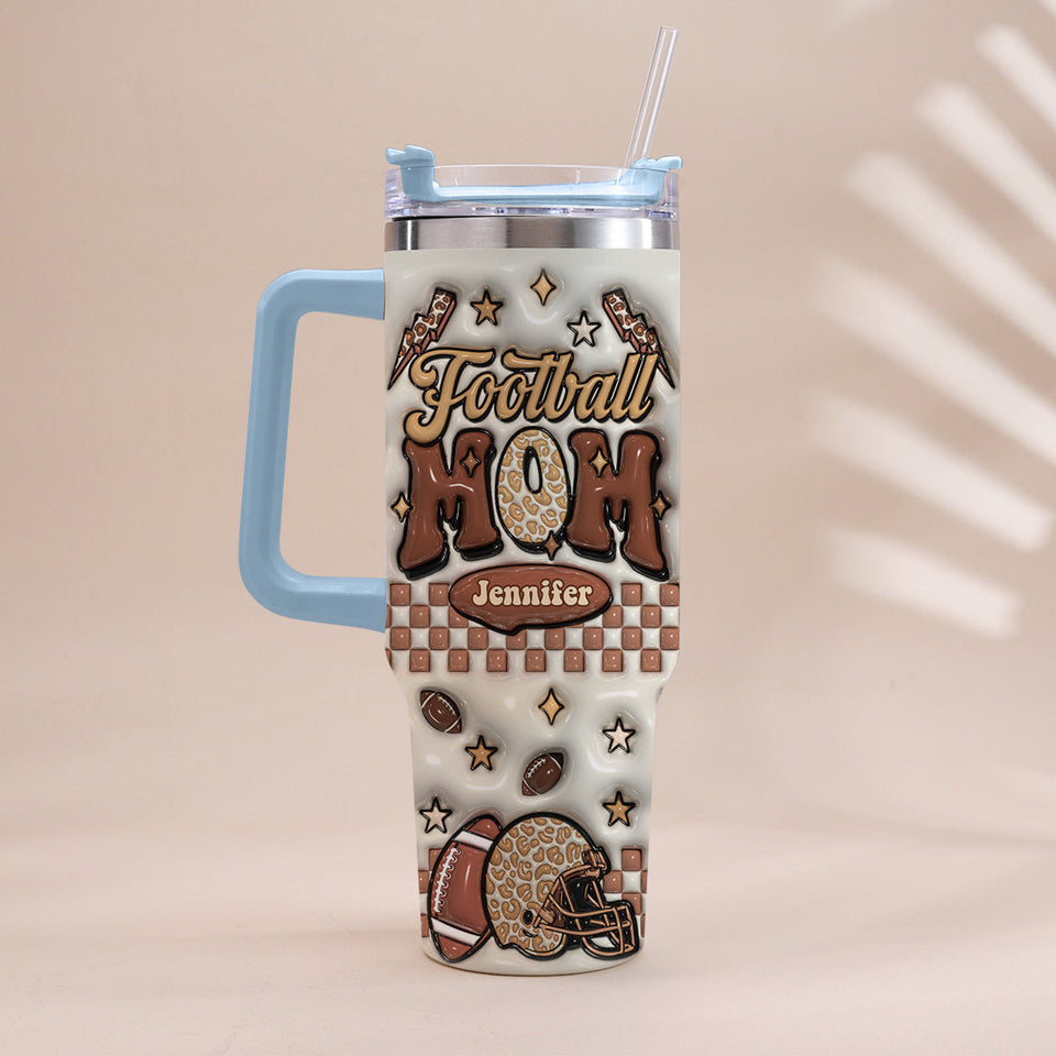 Football Mom - Personalized Football Tumbler With Handle