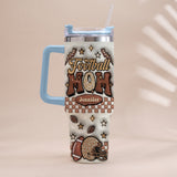 Football Mom - Personalized Football Tumbler With Handle
