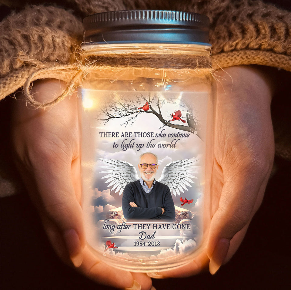 Illuminez le monde - Cadeau de condoléances personnalisé - Bocal Mason lumineux commémoratif