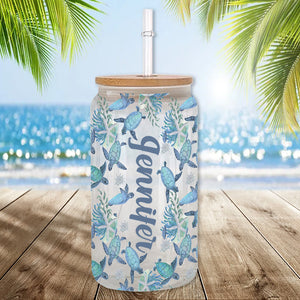 Cute Turtles - Personalized Turtle Can Glass