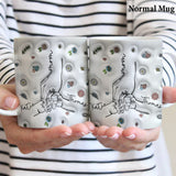 Mother & Child/ Chidren Holding Hands Line Art Style - Personalized Mother Mug