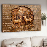 I Choose You, Deer Couple - Personalized Couple Canvas And Poster