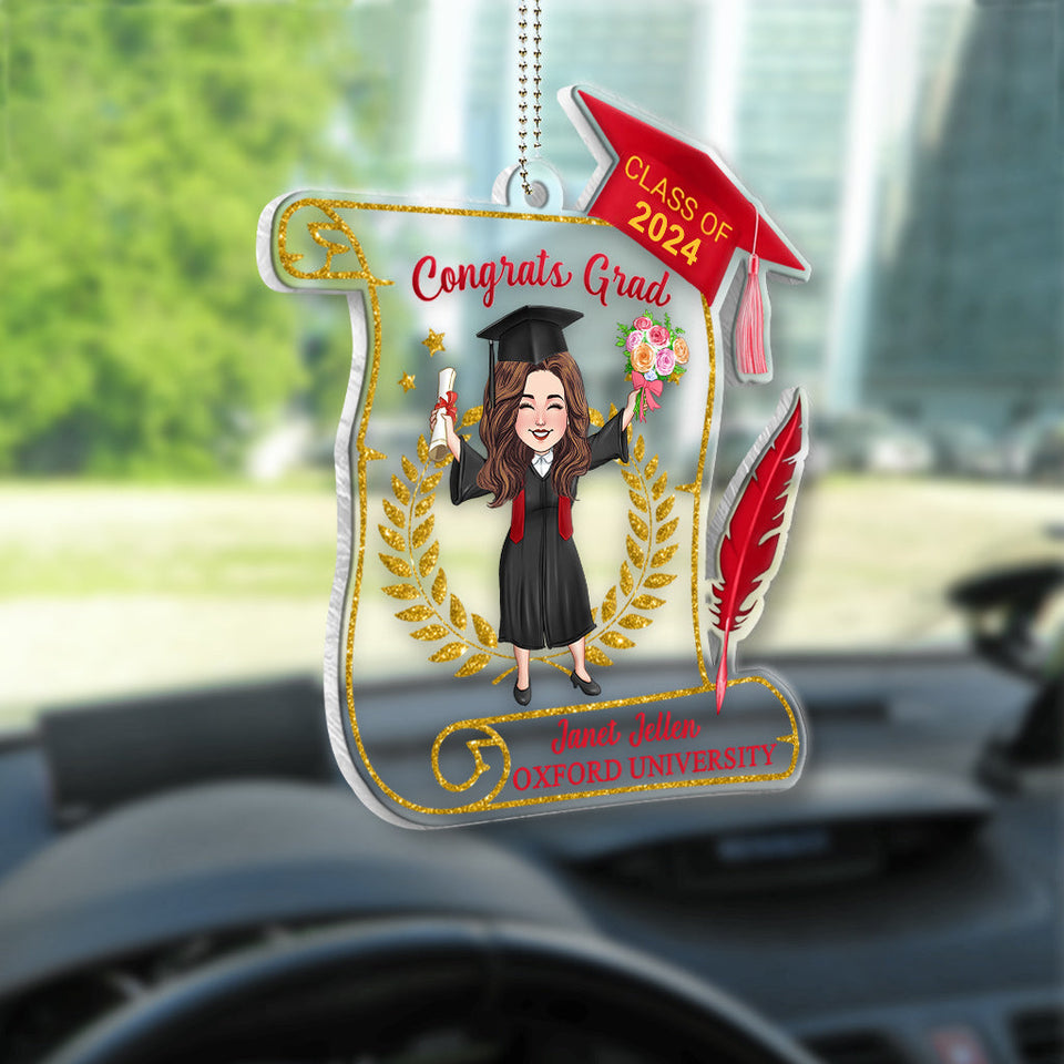 Congratulation Grad - Personalized Graduation Transparent Car Ornament