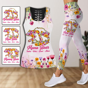 Mama Bear - Personalized Mother Hollow Tank Top and Leggings