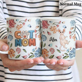 Cat Mom Pastel Floral Inflated - Personalized Cat Mug