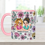 Besties Forever Beautiful Floral Style - Personalized Bestie Accent Mug