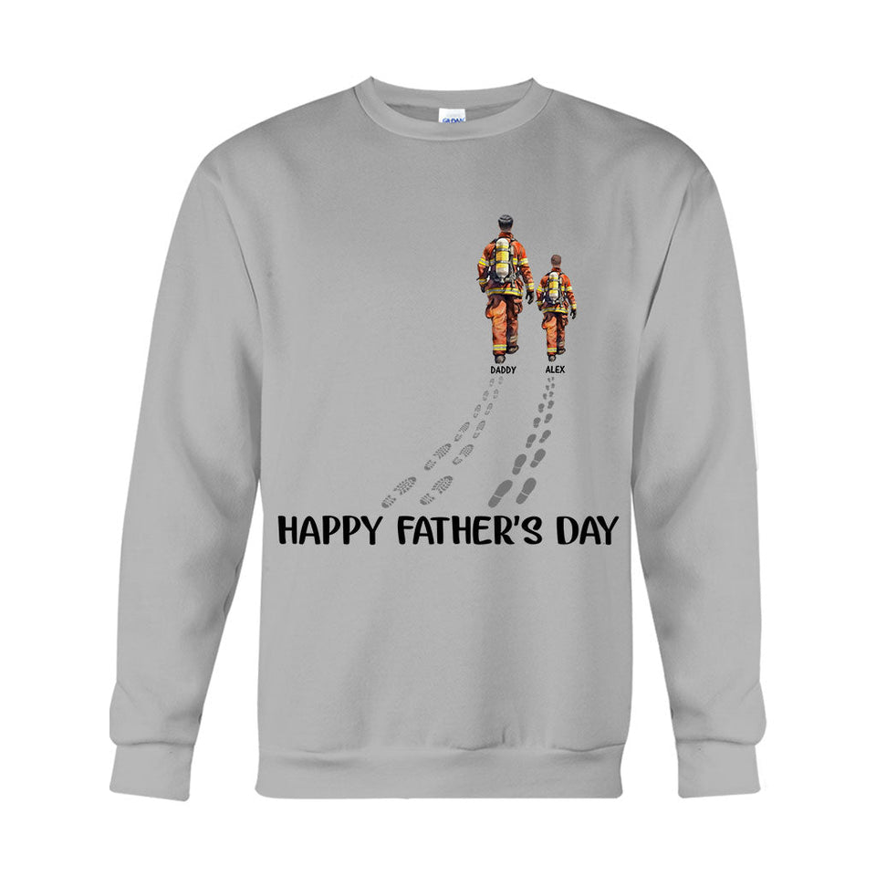 Happy Father's Day Firefighter Dad - Personalized Firefighter T-shirt And Hoodie