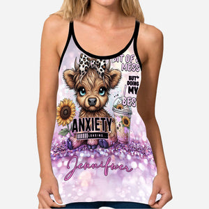 Bit Of Mess But Doing My Best - Personalized Cow Cross Tank Top