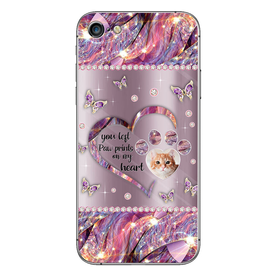 You Left Paw Prints In My Heart - Personalized Dog Phone Case