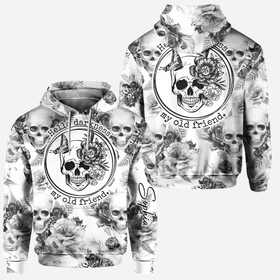 Pink Roses Skull - Personalized Skull Hoodie and Leggings