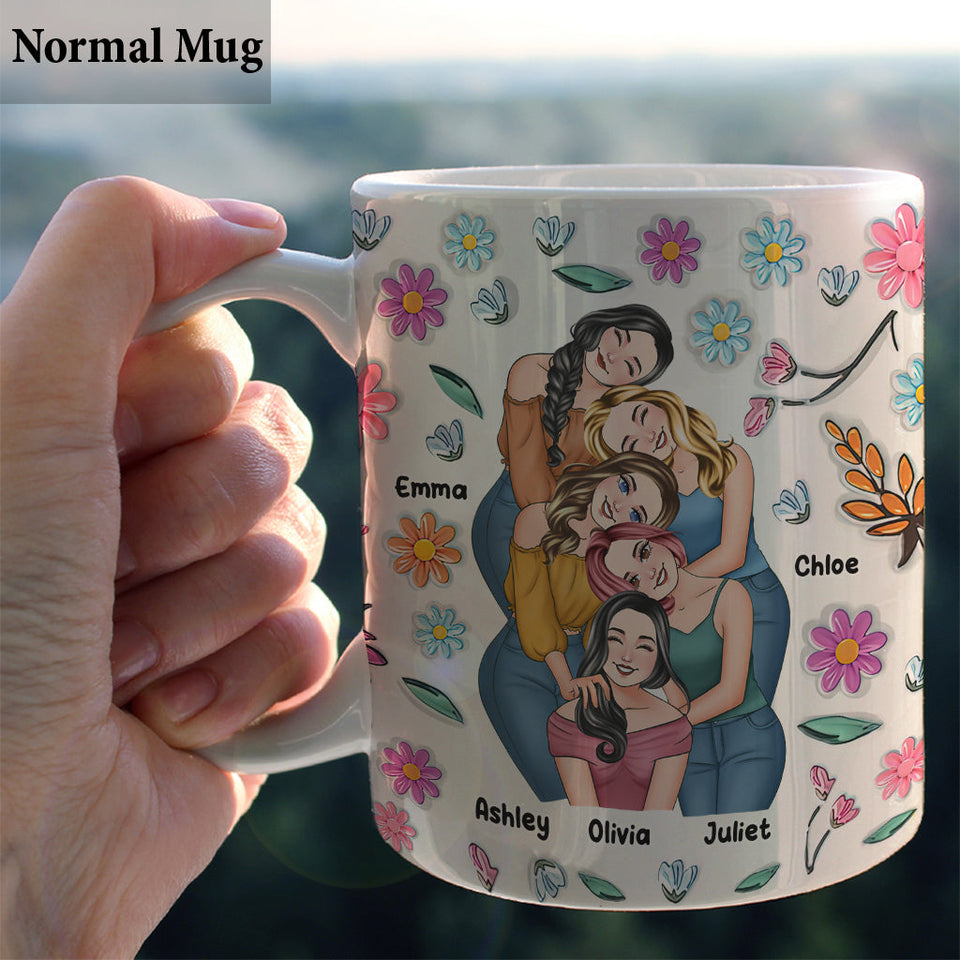 Besties Forever Floral Style - Personalized Bestie Mug