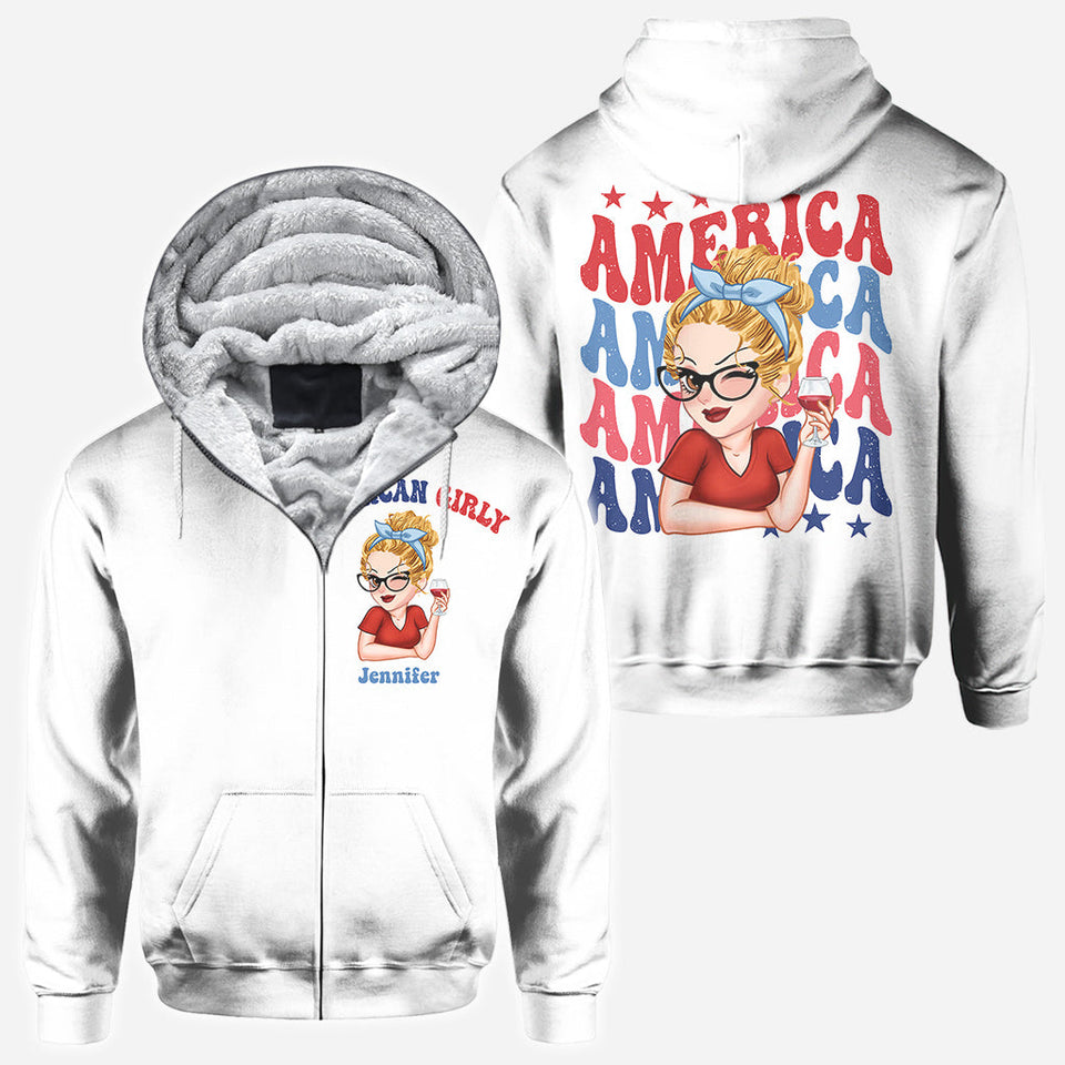 American Girly - Personalized Independence Day/ 4th of July All Over Shirt