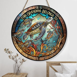 This Grandma/Momma Belongs To - Personalized Grandma Round Wood Sign